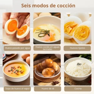 Olla Eléctrica de Huevos: 6 cocciones, huevo pasado por agua, al vapor, té y más.