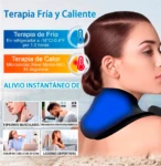Compresa cervical 360° azul para terapia de frío/calor, ideal para aliviar dolor de cuello, espasmos y lesiones.