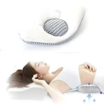 Almohada Lumbar Ergonómica para alivio de espalda, diseño contorneado y transpirable.