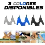 Hamaca para mascotas gris, azul y negra para cuidado de uñas e higiene. Mascotas felices.