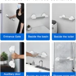 Barra de agarre para ducha y baño con ventosas, soporte ideal para lavabo, puerta y pared.