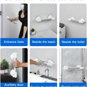 Barra de agarre para ducha y baño con ventosas, soporte ideal para lavabo, puerta y pared.