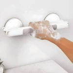 Barra de agarre para ducha, soporte con ventosas, ideal para seguridad y comodidad.