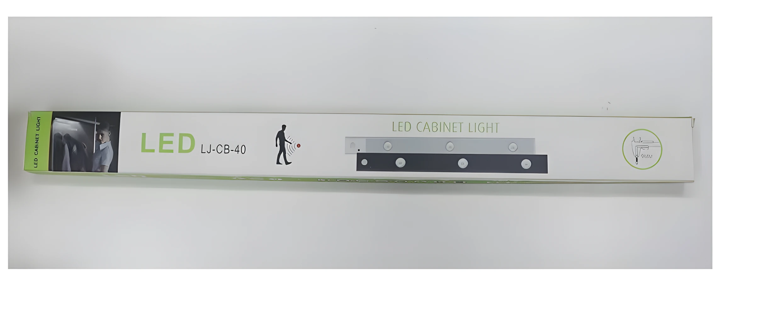 Barra de luz LED inalámbrica recargable LJ-CB-40, ideal para gabinetes, con sensor de movimiento.