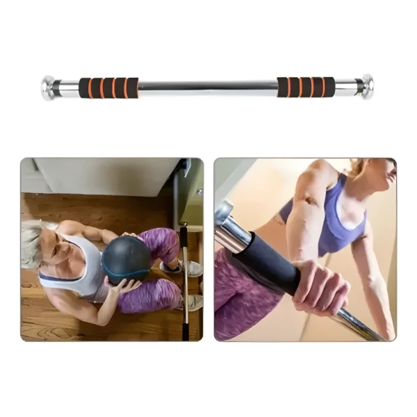 Barra de ejercicios fija para entrenamiento en puerta, ideal para gimnasio en casa.
