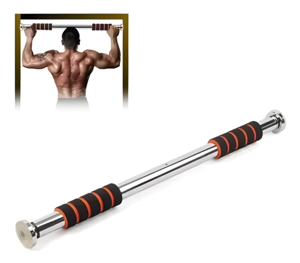 Barra de ejercicios fija para puerta, ideal para entrenamiento de gimnasio y desarrollo muscular.