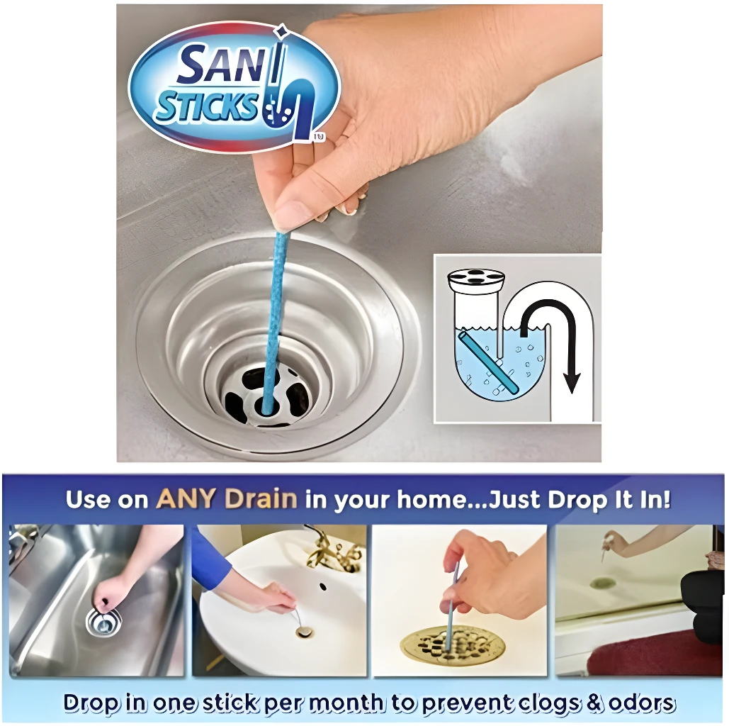 Barras de limpieza Sani Sticks para prevenir taponamientos y malos olores en sifones.