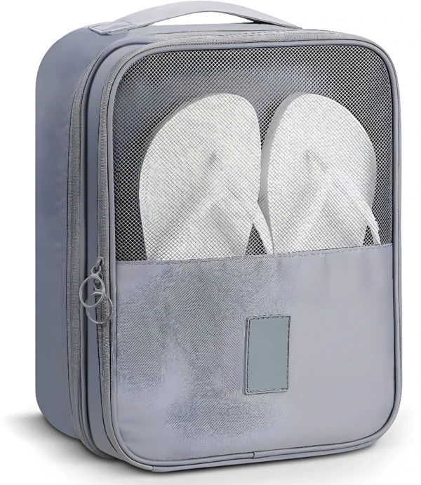 Bolso D Viaje Portátil Para Zapatos Ropa | Gris con Malla Transparente