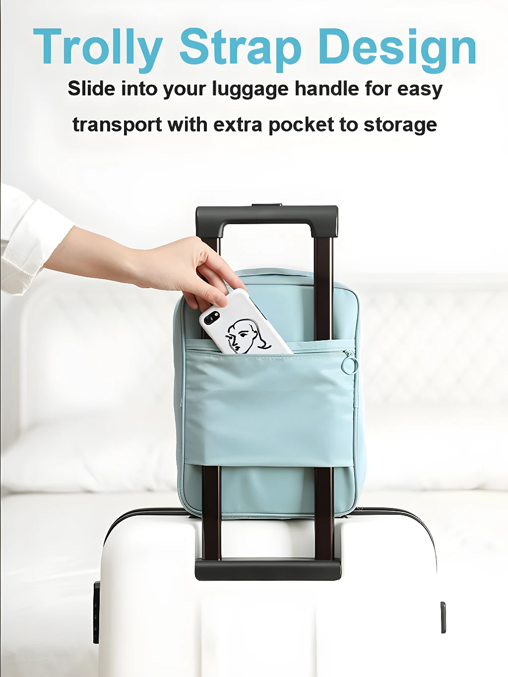 Bolso de viaje para ropa y zapatos, cabe en el asa de tu maleta, con bolsillo.