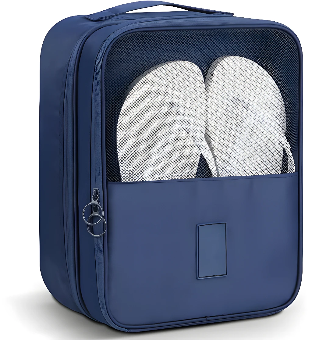Bolso azul para zapatos de viaje, con malla transparente, portátil y espacioso para ropa.