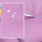 Morral Nry lila con textura a rayas y gotas de agua, puntas de destornillador cromado.