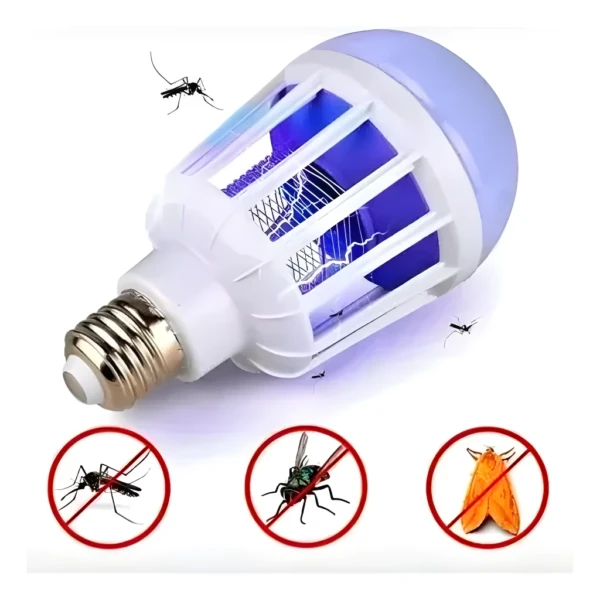 Bombillo LED mata zancudos y mosquitos, trampa UV para insectos voladores.