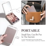 Brochas de maquillaje portátiles con espejo LED en estuche, ideales para bolso.