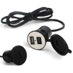 Cargador USB moto impermeable DG8644 con tapa protectora y interruptor.