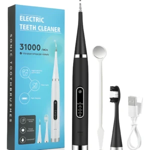 Cepillo dental eléctrico sónico quita sarro con luz, espejo y cabezales.