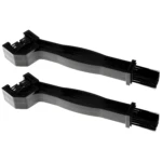 Set x2 cepillo 2en1 para limpieza de cadenas de bicicletas y motos, con cerdas negras.