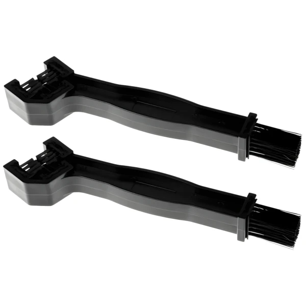Set x2 cepillo 2en1 para limpieza de cadenas de bicicletas y motos, con cerdas negras.