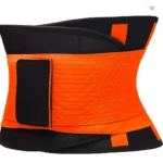 Cinturilla Training Corset de neopreno negro y naranja, con ajuste de velcro.
