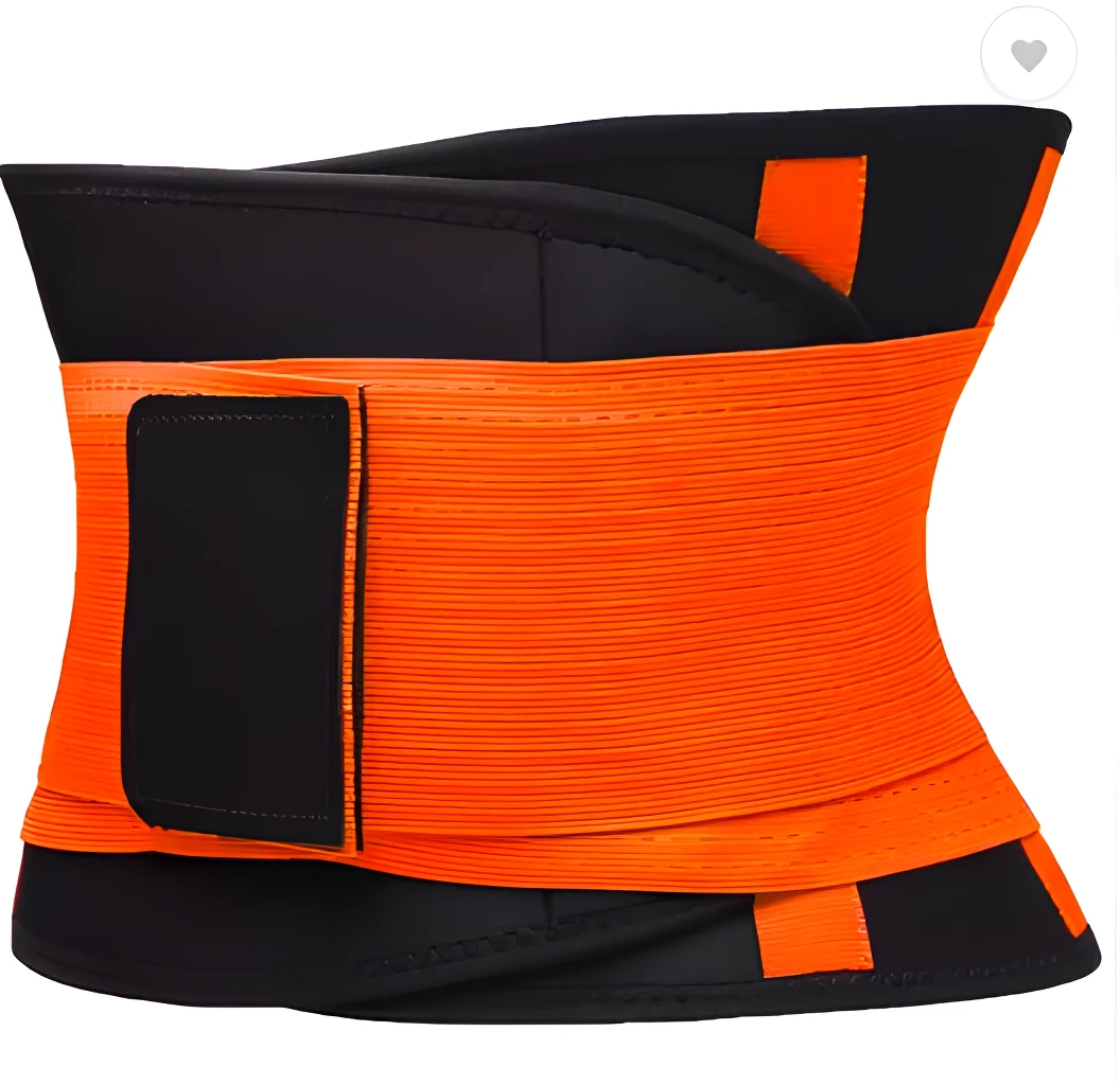 Cinturilla Training Corset de neopreno negro y naranja, con ajuste de velcro.