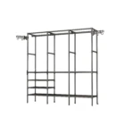 Closet Armario triple organizador de ropa con múltiples estantes y barras para colgar.
