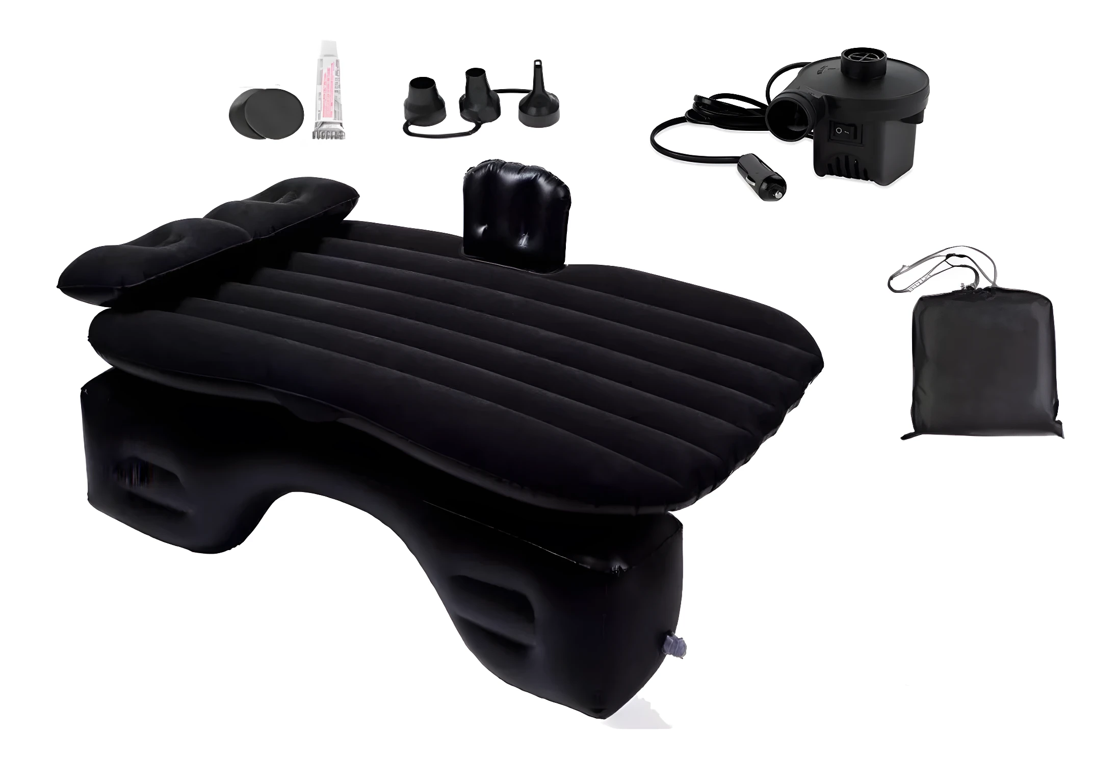 Colchón inflable para carro, cama de viaje, inflador y accesorios incluidos.