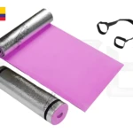 Colchoneta Thermolon Mat Lavef para Yoga rosa con correas de transporte.