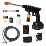 Hidrolavadora inalámbrica a batería combo 2, con aspiradora, manguera y cargador.
