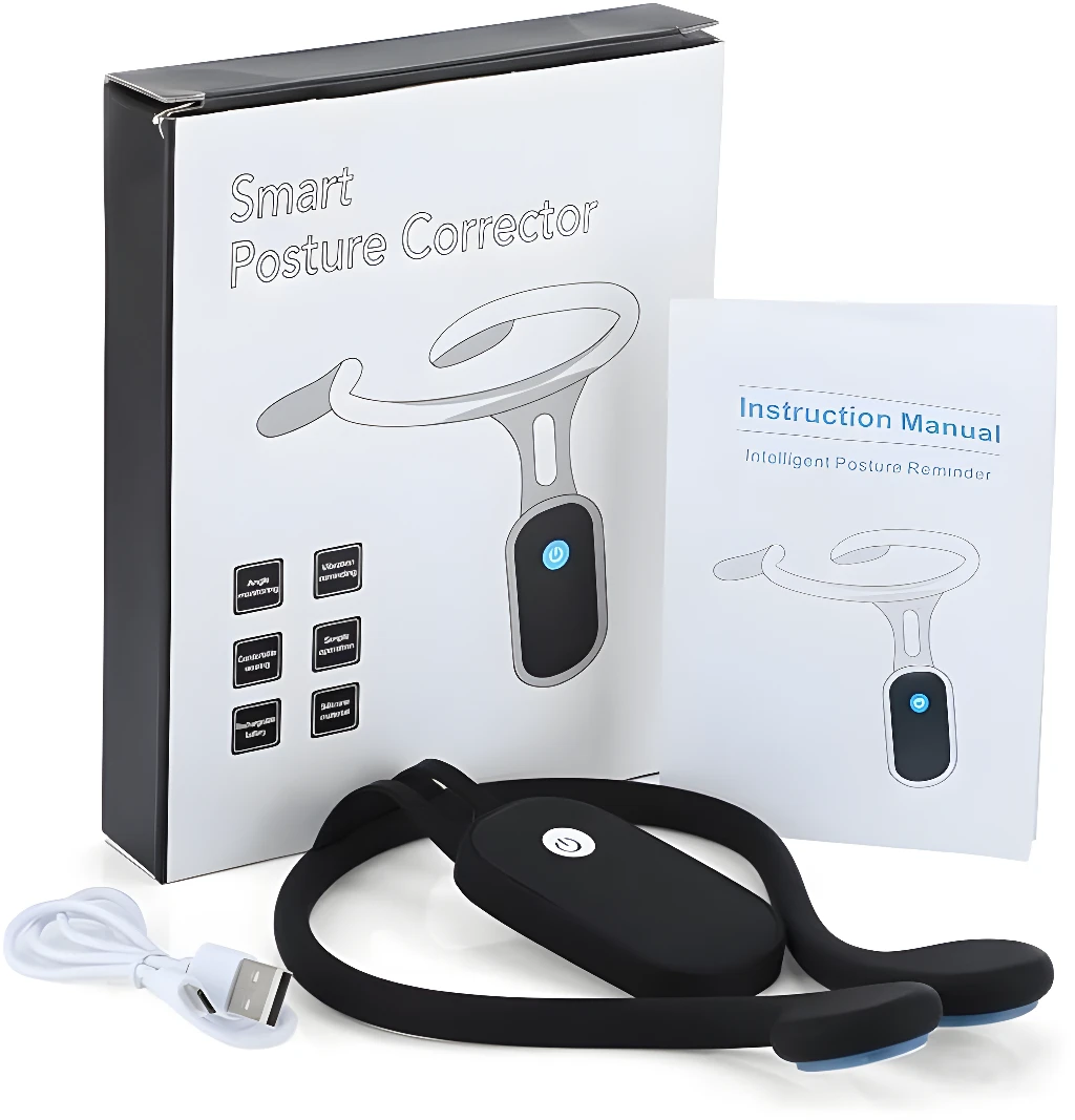 Corrector de postura inteligente con sensor de vibración y recordatorio para mejorar tu espalda.