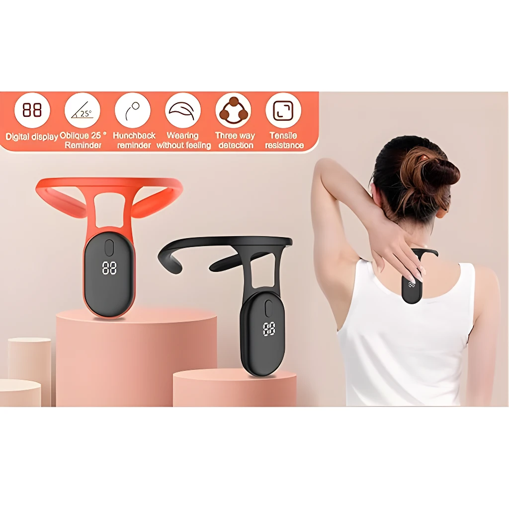 Corrector de postura inteligente para el cuello, con display digital y recordatorio de joroba.