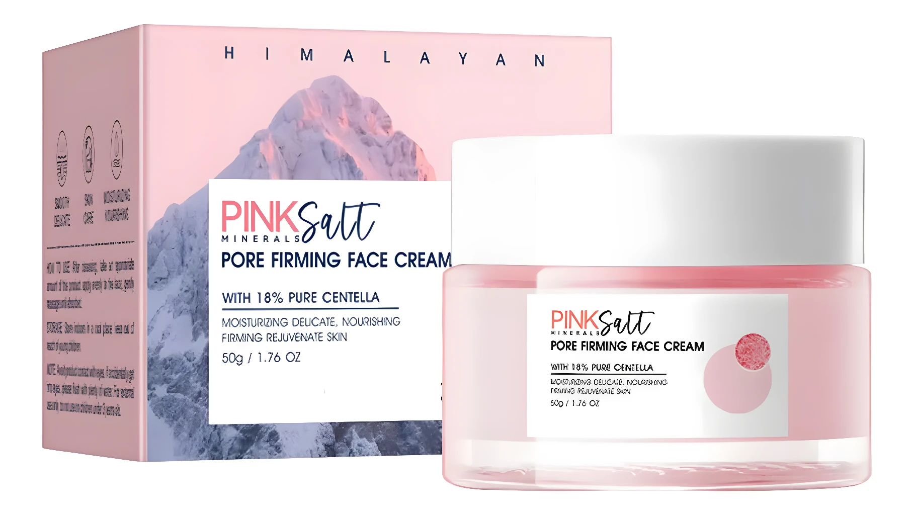 Crema facial reafirmante Pink Salt Minerals con 18% Centella, 50g.