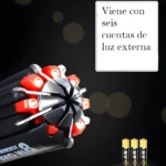 Destornillador multifuncional con linterna LED externa y baterías incluidas.