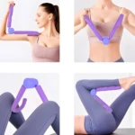 Ejercitador de pierna multiusos morado en uso para brazos y piernas.