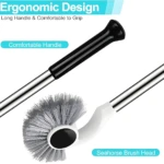 Escobilla de baño con diseño ergonómico y mango cómodo, cabeza de cepillo en forma de caballito de mar.