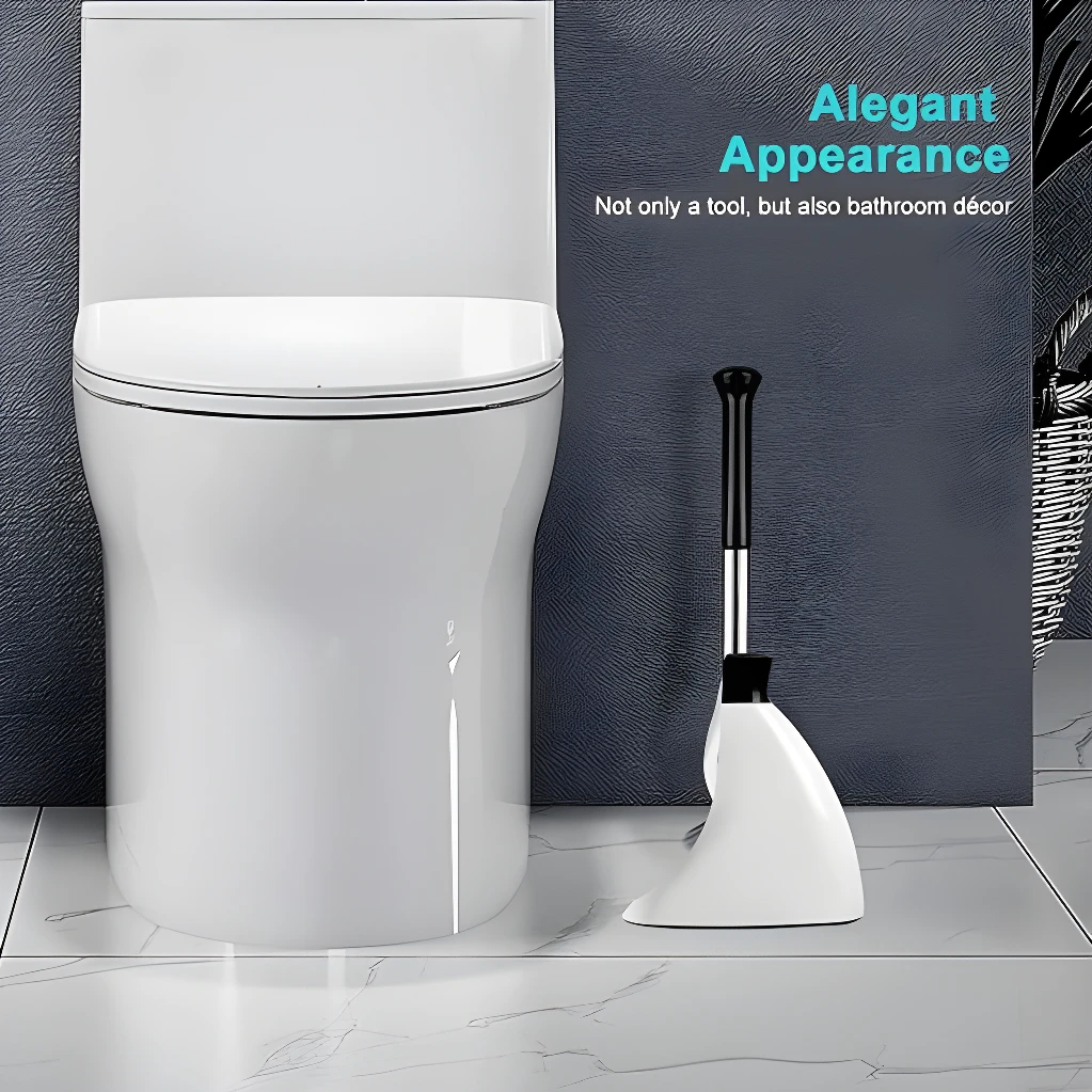 Escobilla de baño magnética blanca con diseño elegante al lado de un inodoro moderno.