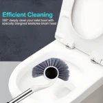 Escobilla de baño magnética con cepillo en forma de caballito de mar limpiando inodoro.