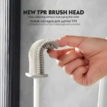 Escobilla de silicona para baño con cabezal TPR de limpieza profunda y soporte.