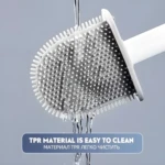 Escobilla de silicona para baño con soporte, material TPR fácil de limpiar bajo chorro de agua.