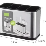 Escurridor de cubiertos y utensilios en acero inoxidable de 18x8.6x13cm con separaciones.