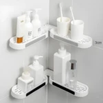 Set de 2 estantes giratorios para baño. Almacenamiento de pared para ducha y tocador.