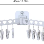 Estante de secado rápido multiclip con 12 ganchos para colgar ropa, diseño de gato "Good Luck".