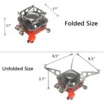 Estufa portátil de gas butano plegada de 3.7" y desplegada de 6.5".