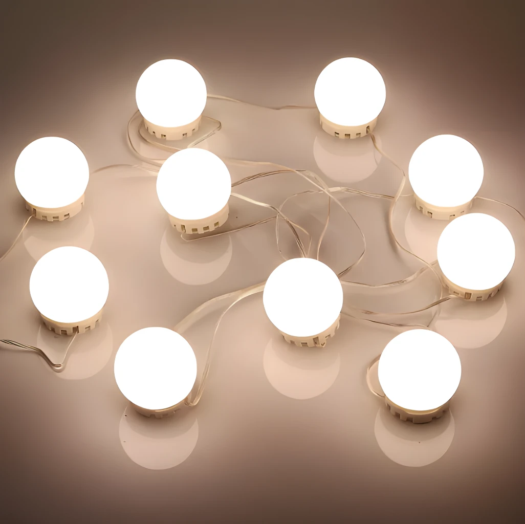 Extensión de luces LED redondas para espejo de tocador.
