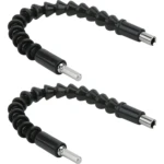 Set x2 extensiones flexibles para taladro, color negro, con puntas hexagonales cromadas.