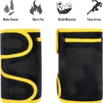 Fajas de brazo negras y amarillas para tonificar y quemar grasa.