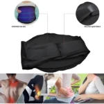 Faja de compresión con gel interno y velcro ajustable para aliviar dolor de espalda.