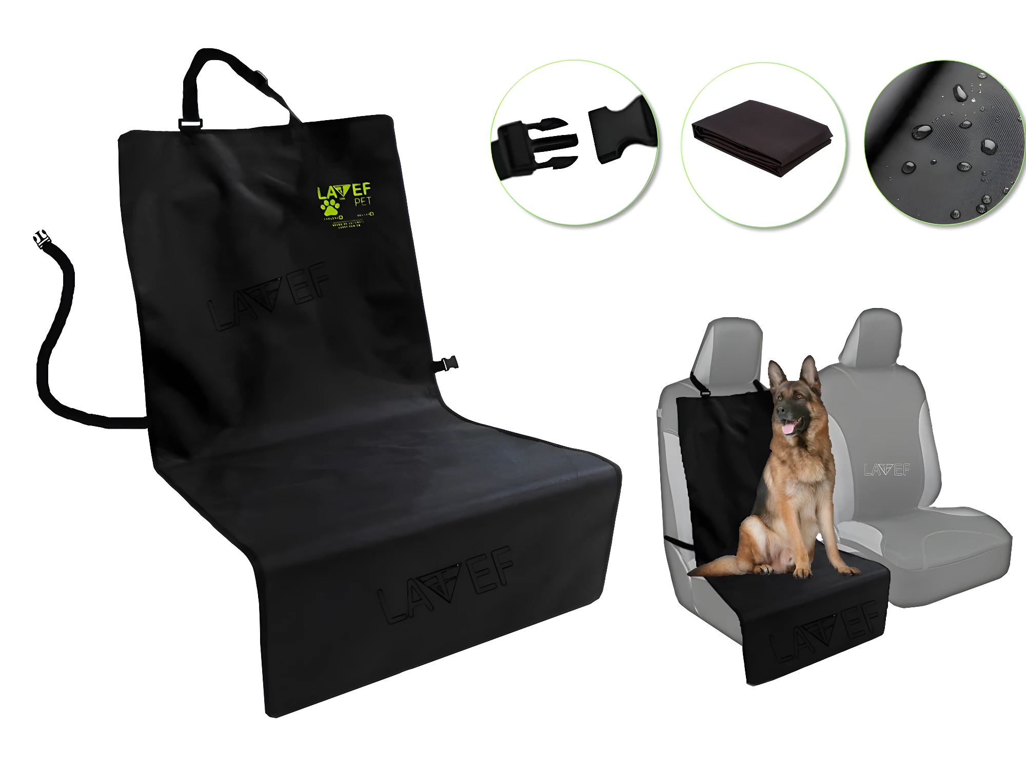 Forro protector para carro de mascota Pea, a prueba de agua y con logo.