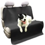 Forro protector para silla de carro de mascota, negro, perro en asiento.