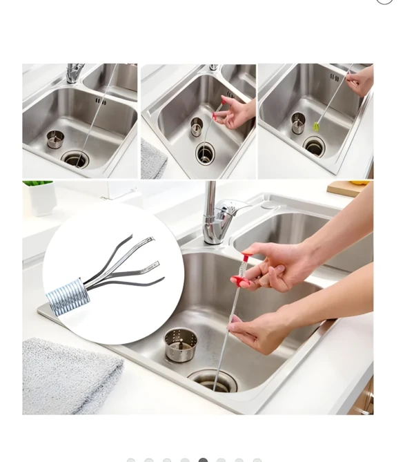 Set 2 ganchos flexibles para limpiar drenaje de fregadero y remover obstrucciones.