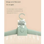 Gancho secador de ropa portátil con alas expandidas y flujo de aire descendente.
