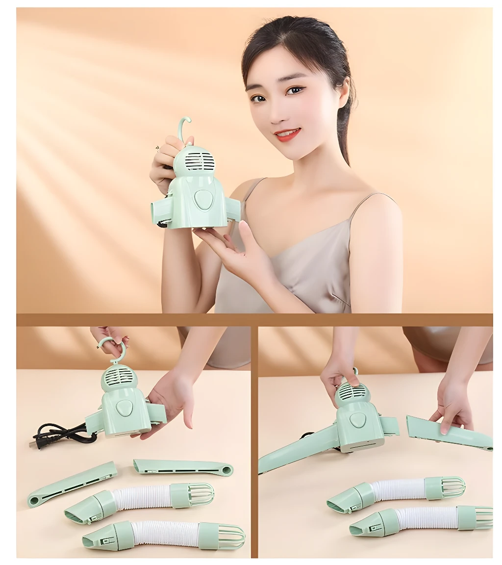 Secador de ropa portátil: gancho, tubos flexibles, piezas para secado rápido.